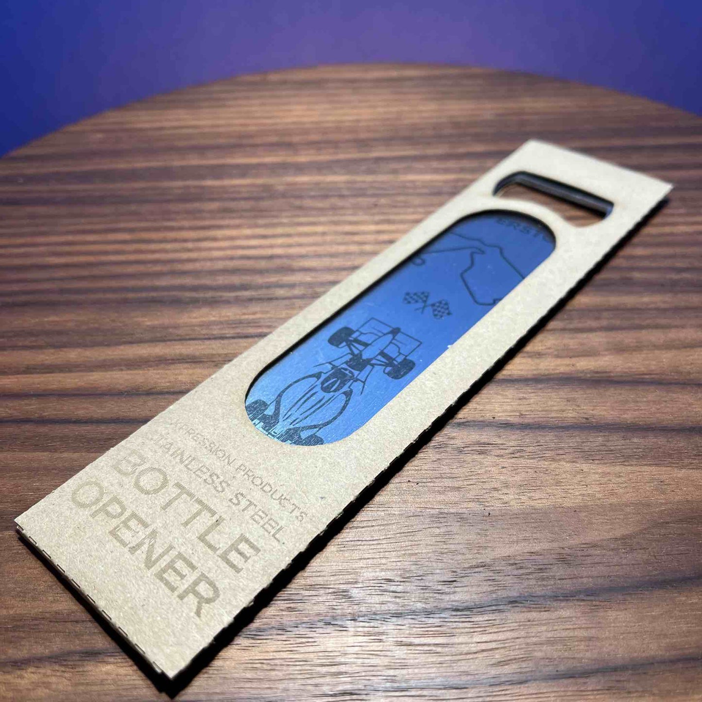 Formula 1 - Silverstone Engraved Stainless Steel Bottle Opener