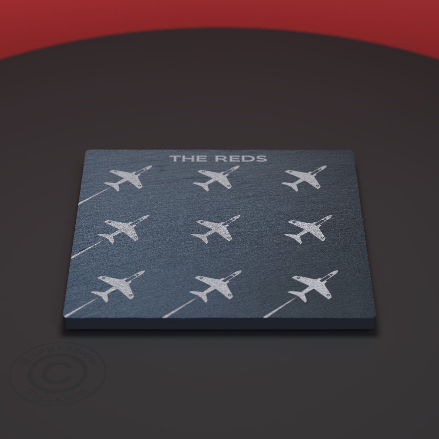 Slate Coaster Engraved With The Red Arrows Diamond Nine Design