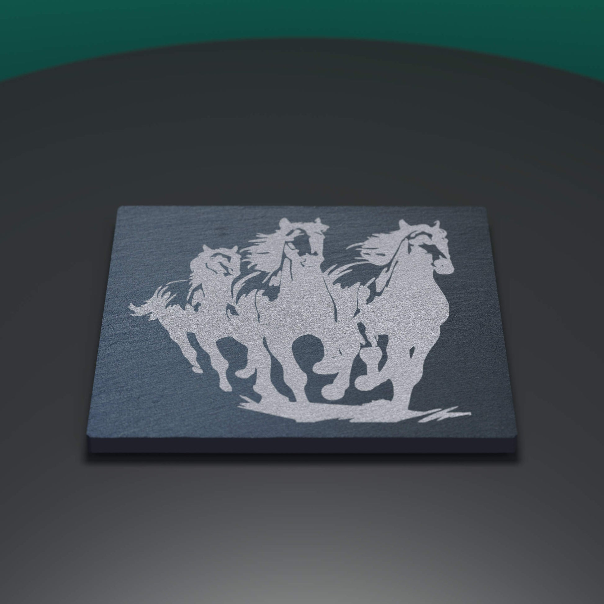 Slate coaster engraved wild horse design