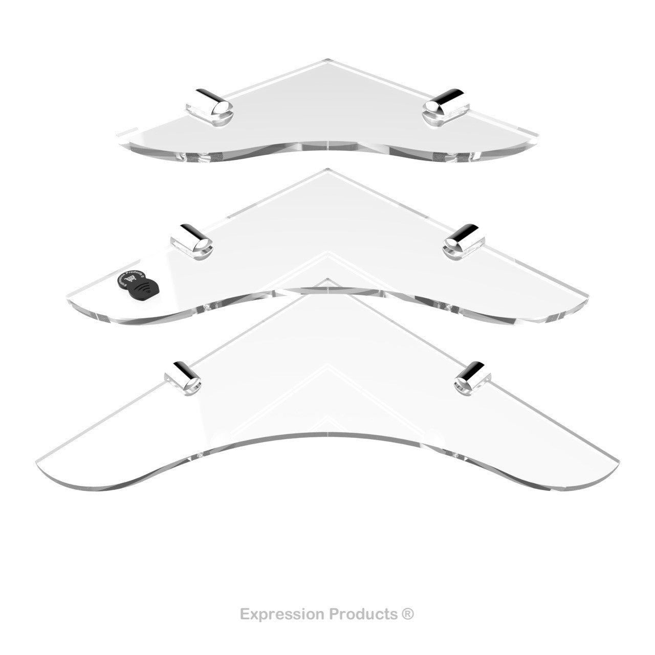 Multi Pack Corner Acrylic Shelves - Style 005 - Expression Products Ltd