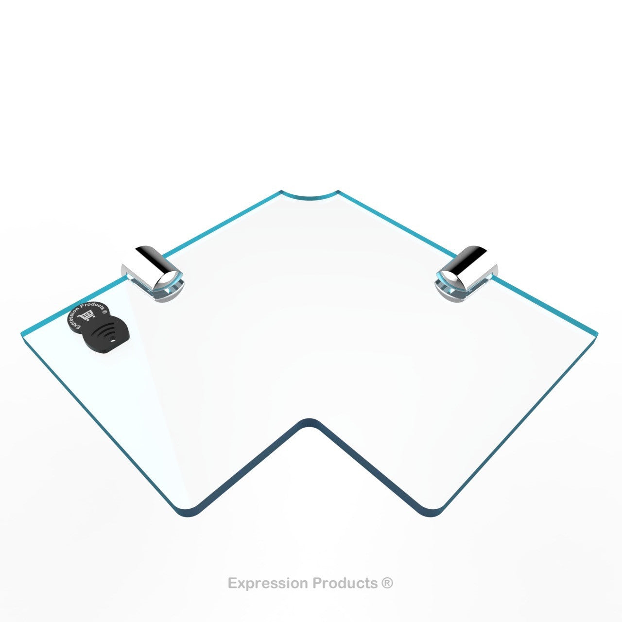 Corner Acrylic Shelf With Cable Feed Through - Style 003 - Expression Products Ltd