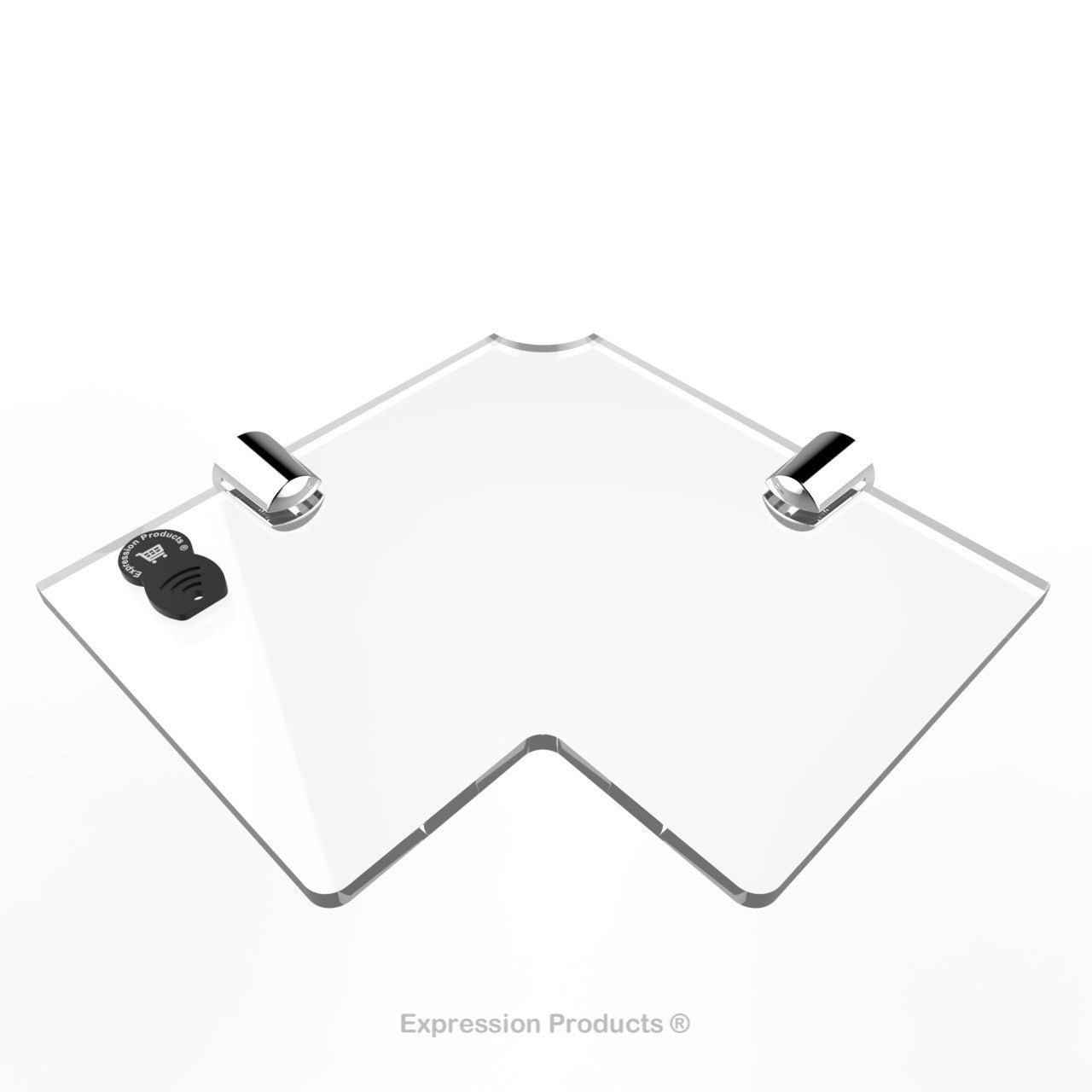 Corner Acrylic Shelf With Cable Feed Through - Style 003 - Expression Products Ltd