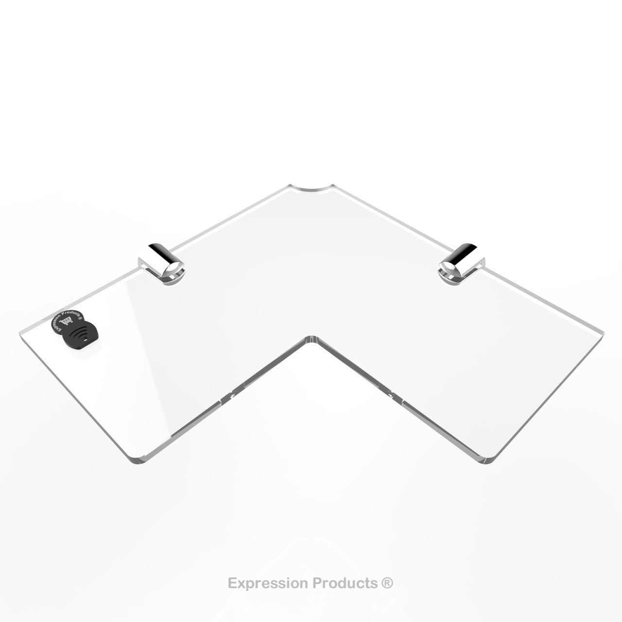 Corner Acrylic Shelf With Cable Feed Through - Style 003 - Expression Products Ltd