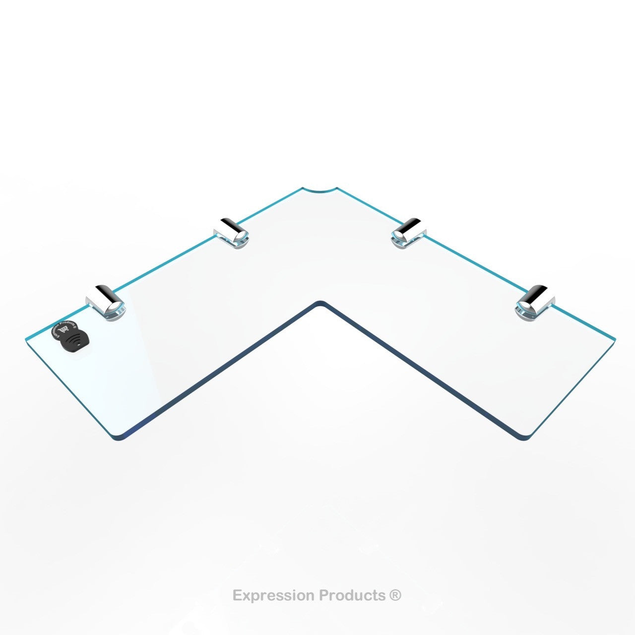 Corner Acrylic Shelf With Cable Feed Through - Style 003 - Expression Products Ltd