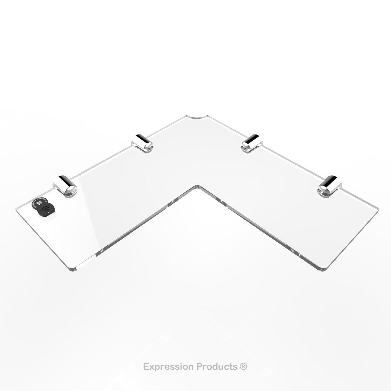 Corner Acrylic Shelf With Cable Feed Through - Style 003 - Expression Products Ltd