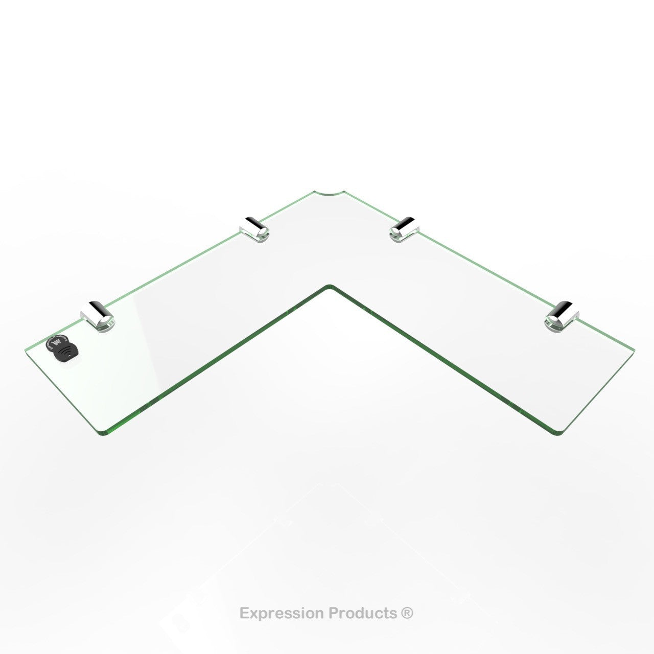 Corner Acrylic Shelf With Cable Feed Through - Style 003 - Expression Products Ltd