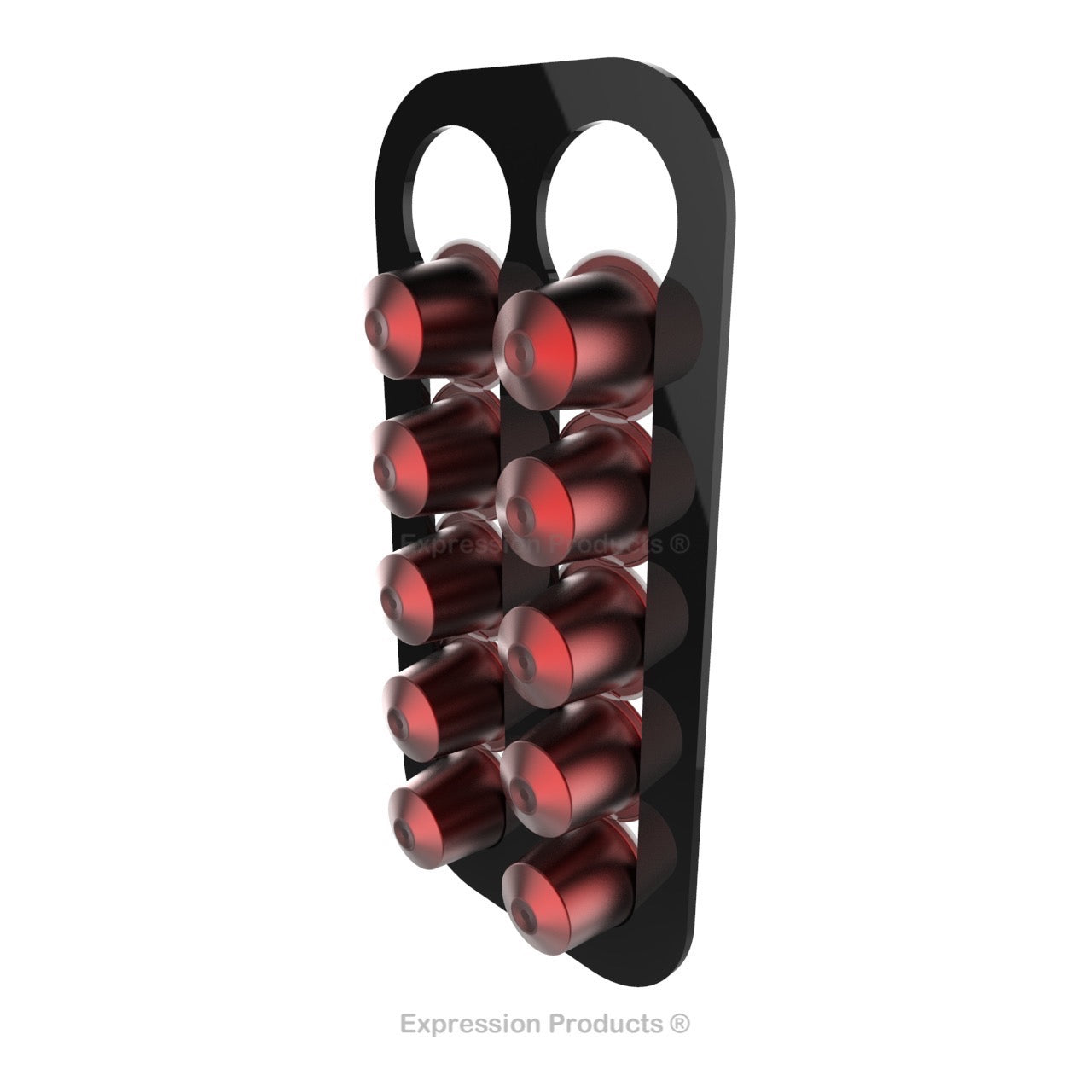 Magnetic Nespresso Original Line coffee pod holder shown in black holding 10 pods