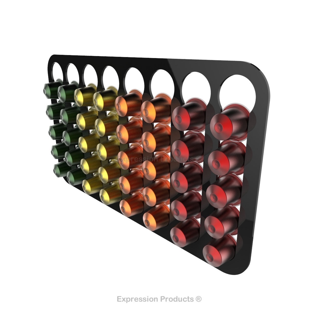 Magnetic Nespresso Original Line coffee pod holder shown in black holding 40 pods