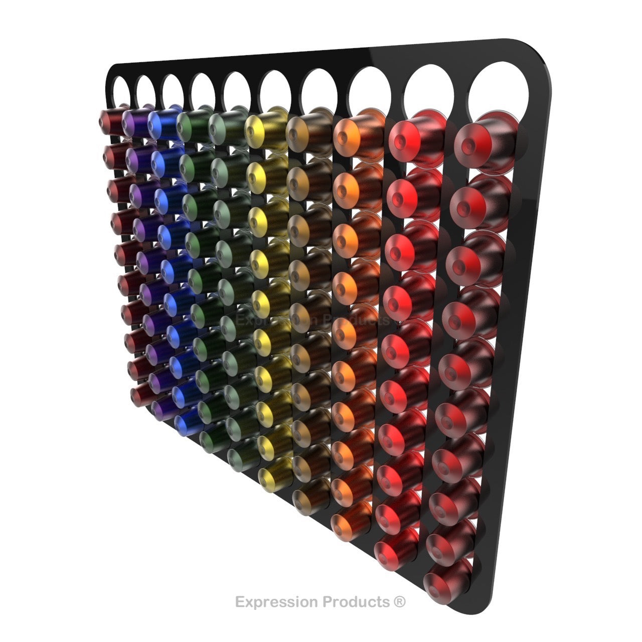 Magnetic Nespresso Original Line coffee pod holder shown in black holding 100 pods