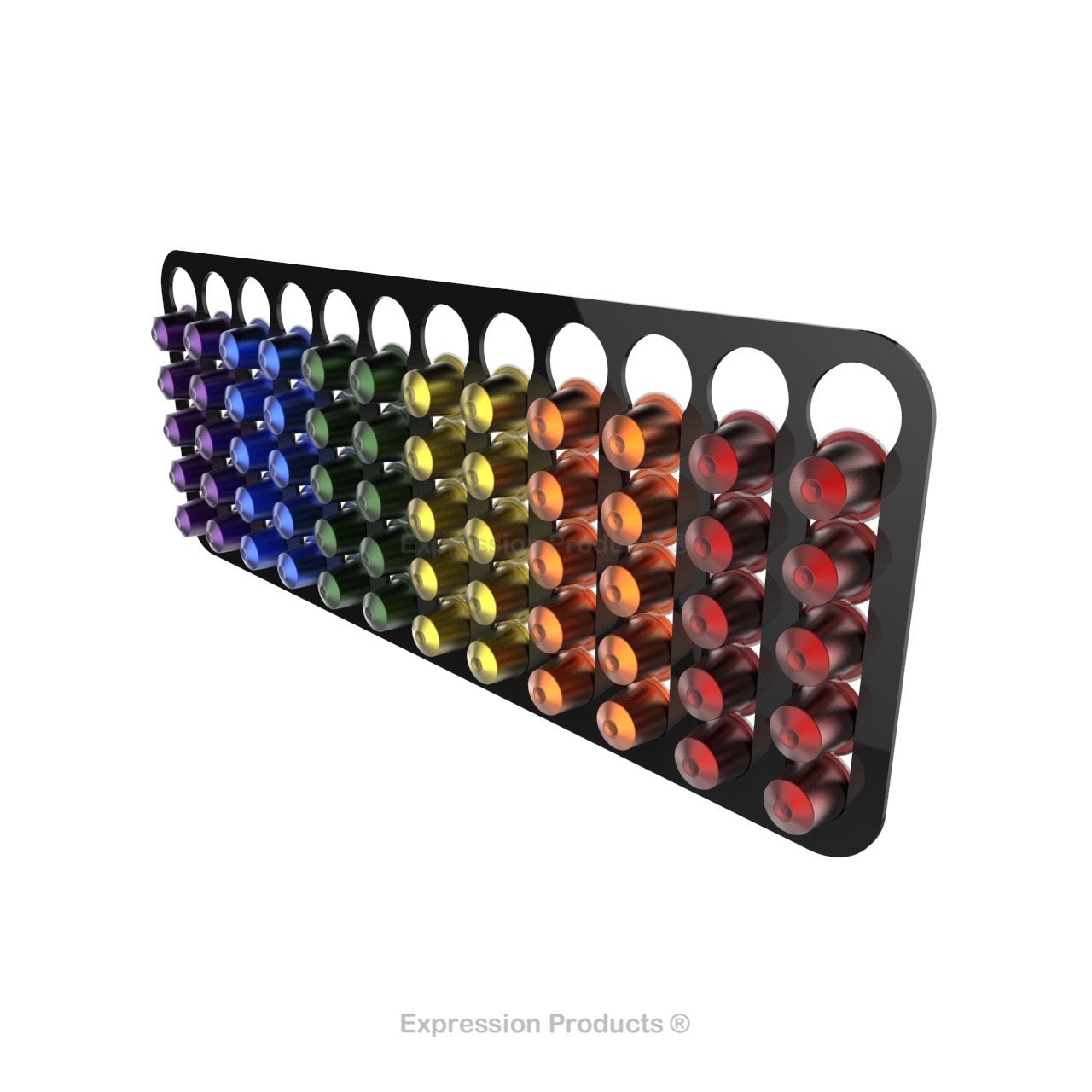 Magnetic Nespresso Original Line coffee pod holder shown in black holding 60 pods