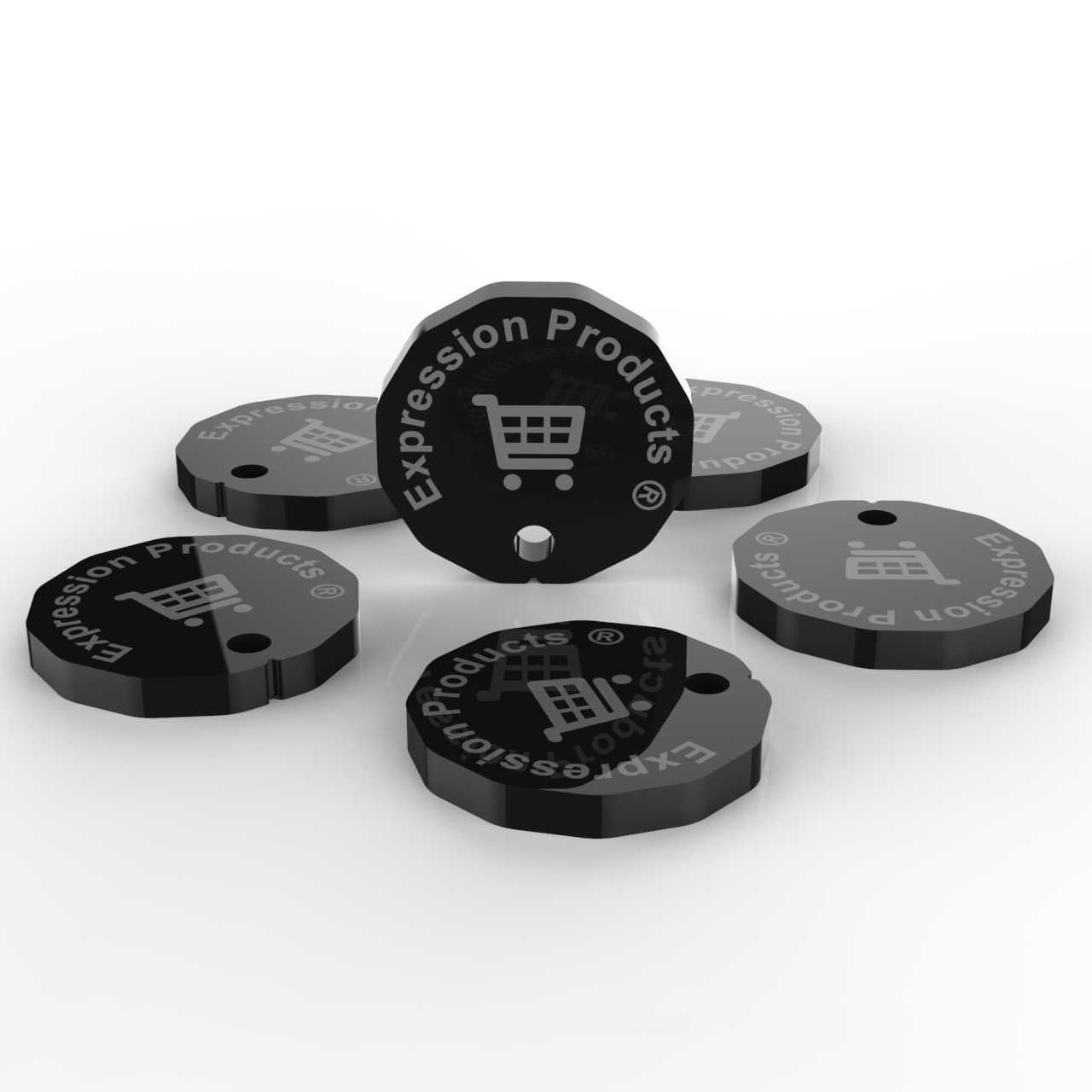 6 - New One Pound Coin £1 Shopping Trolley Token - 12 Sided Acrylic Tokens - Expression Products Ltd