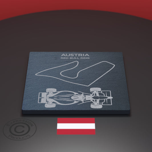 Austrian Grand Prix F1 Engraved Slate Drink Coaster Red Bull Ring Circuit Natural Slate Etched Bar Mat