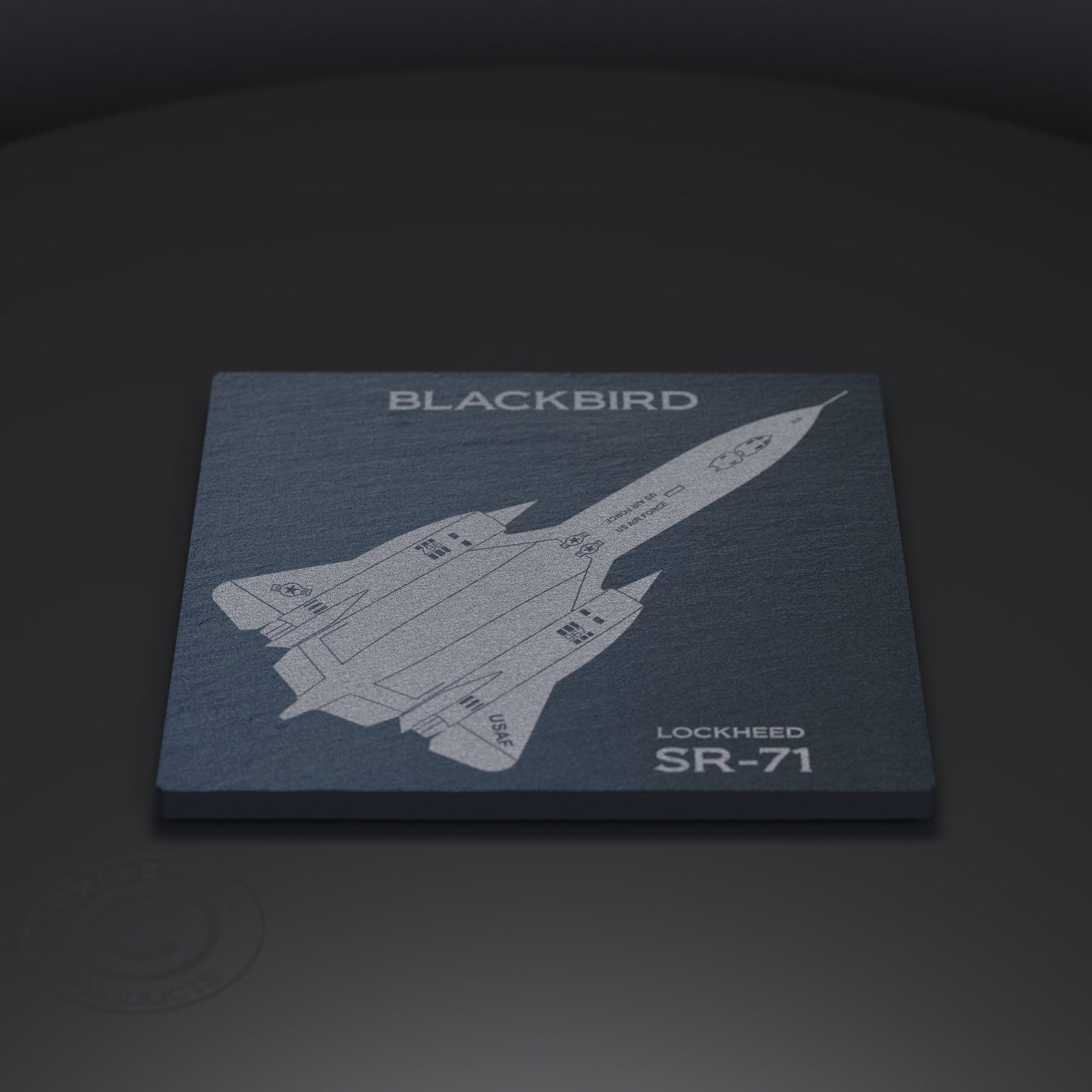 SR 71 Blackbird Slate Drink Coaster, Quality Engraved Stealth Aircraft Natural Stone Beer Mat, Reconnaissance Jet Etched Bar Coaster