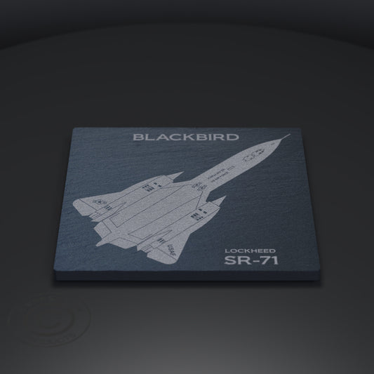 SR 71 Blackbird Slate Drink Coaster, Quality Engraved Stealth Aircraft Natural Stone Beer Mat, Reconnaissance Jet Etched Bar Coaster