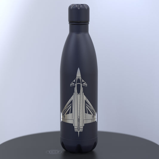 Matt Dark Blue Thermal Water Bottle Engraved With the Typhoon Blackjack