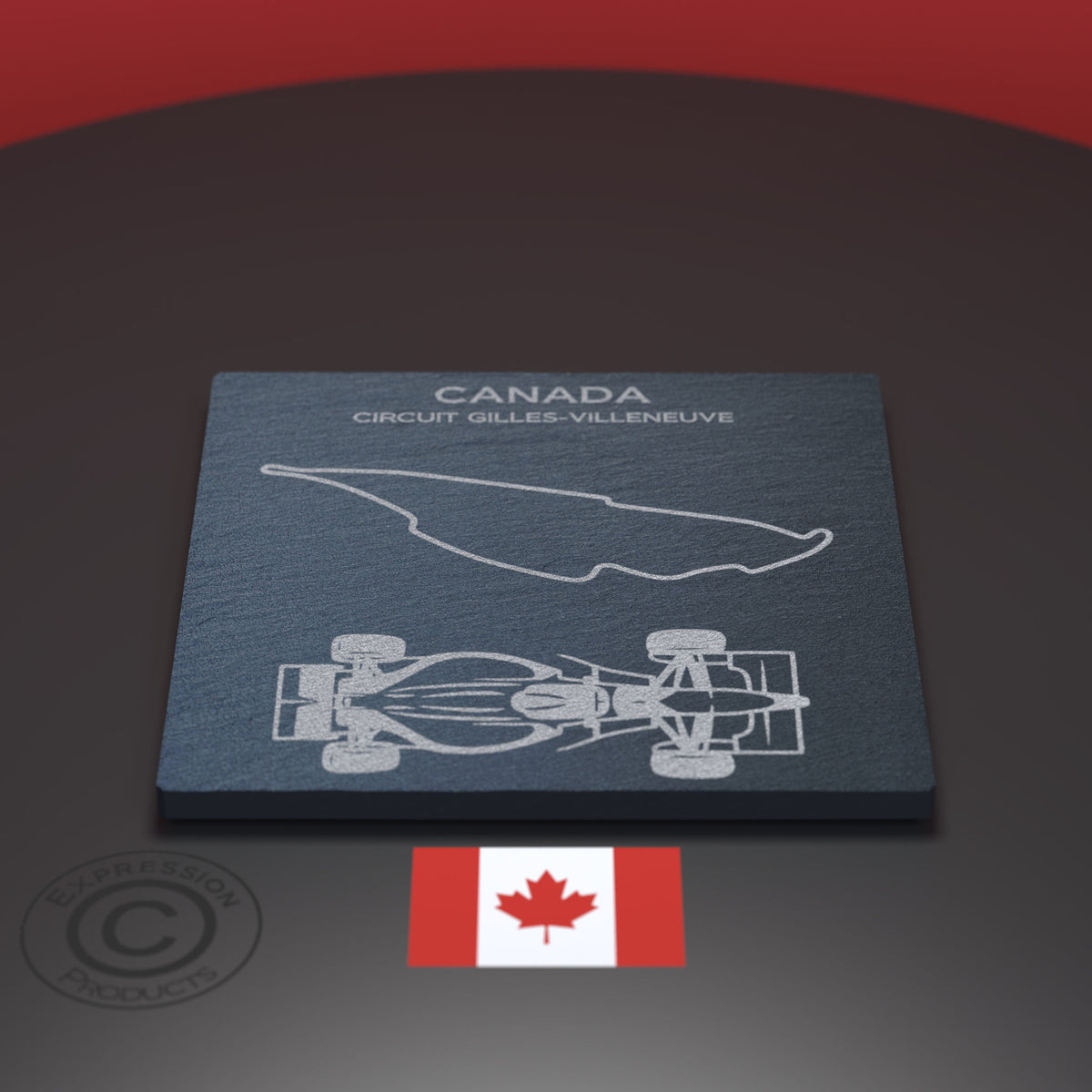 Canadian Grand Prix F1 Engraved Whiskey Tumbler Glass And Slate Coaster, Canada Formula 1 Circuit Gilles-Villeneuve Glass & Coaster
