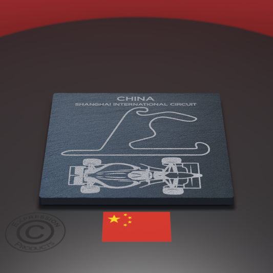 Chinese Grand Prix F1 Engraved Whiskey Tumbler Glass And Slate Coaster, China Formula 1 Shanghai International Circuit Glass & Coaster