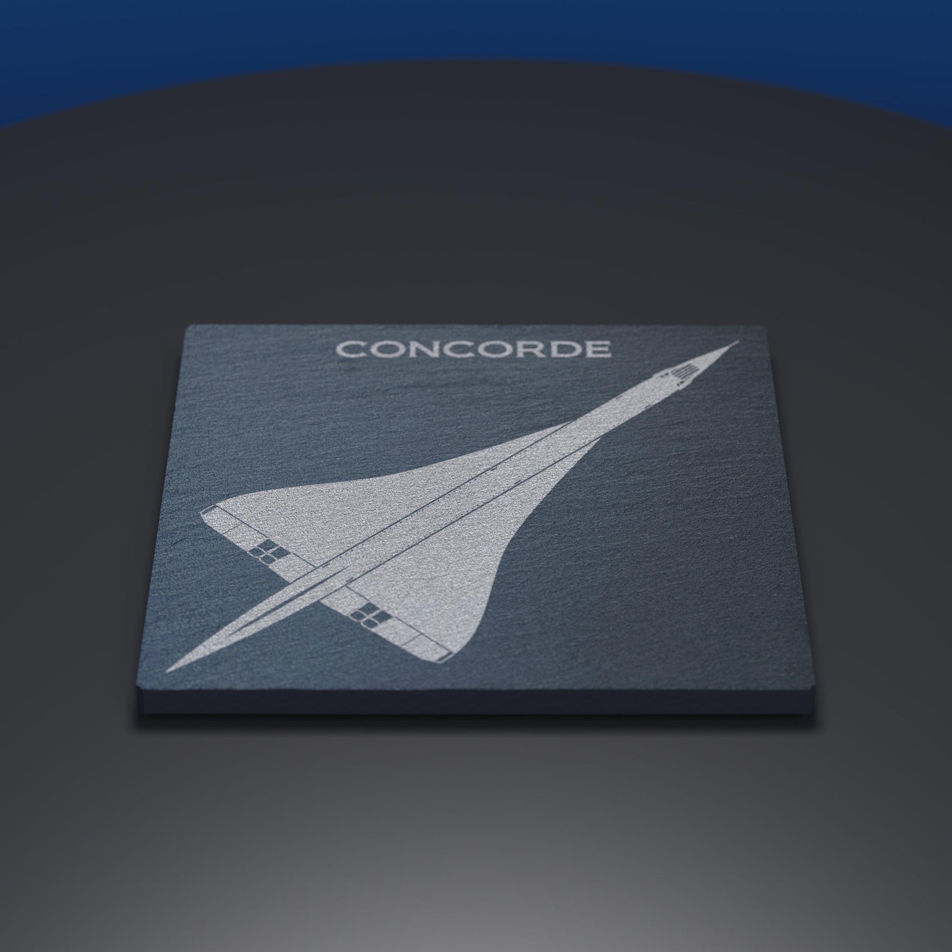 Slate coaster engraved with concorde
