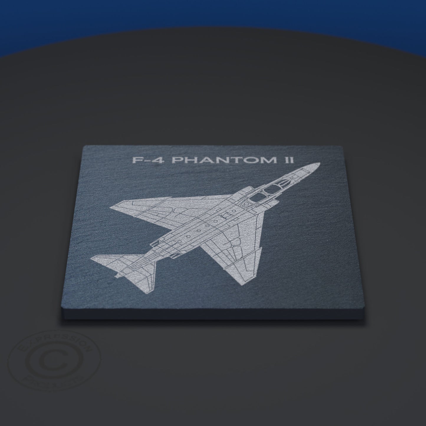 Slate Coaster Engraved With An F-4 Phantom Jet