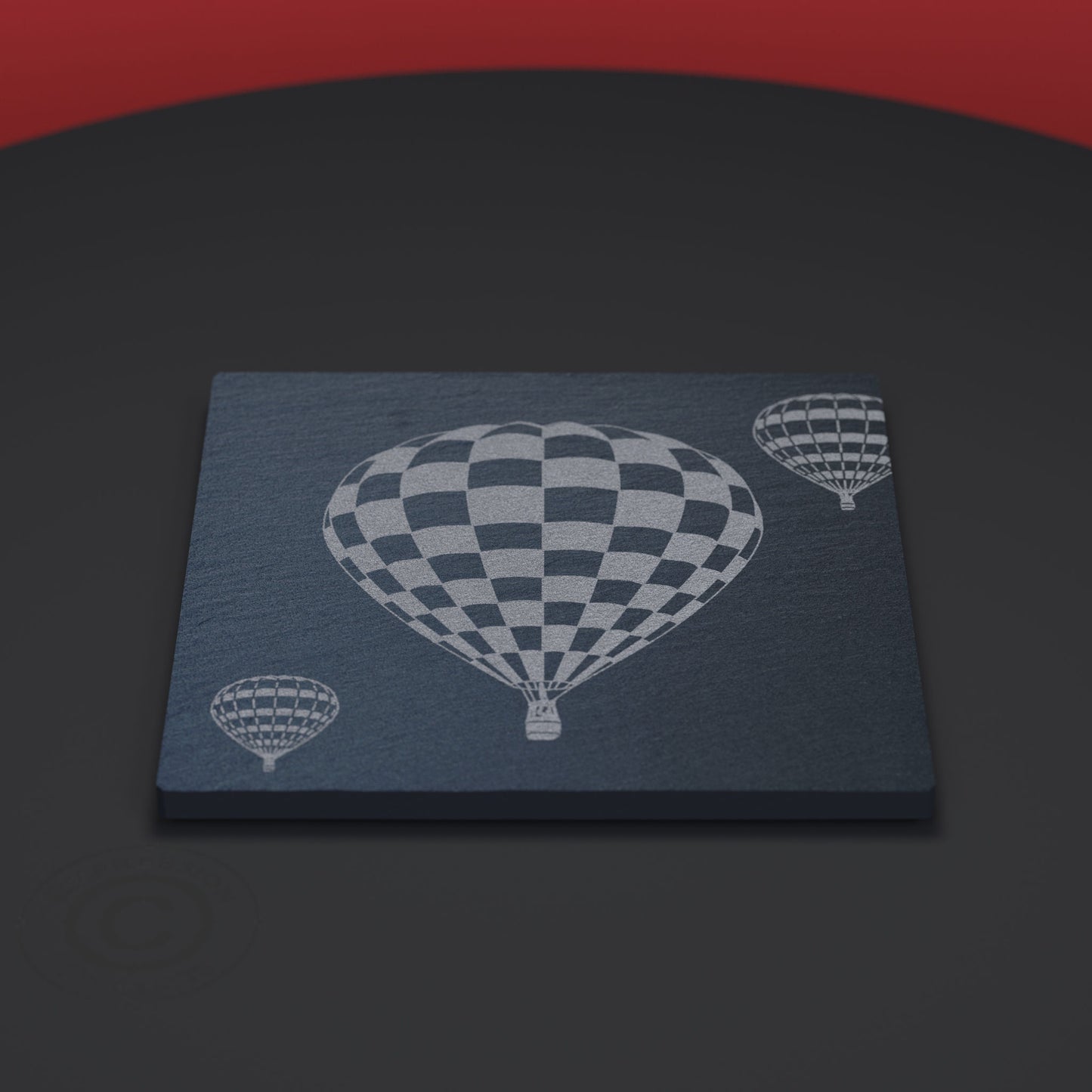 Hot Air Balloon Engraved Pint Glass With Matching Etched Slate Coaster