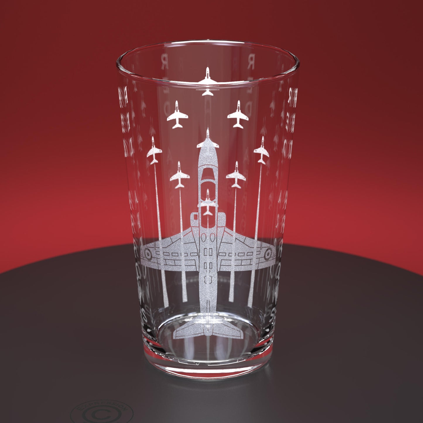 Red Arrows Aerobatic Display Team Engraved Pint Glass Set With Slate Coaster & Bottle Opener, Beer Glass with Stone Coaster And Bar Blade