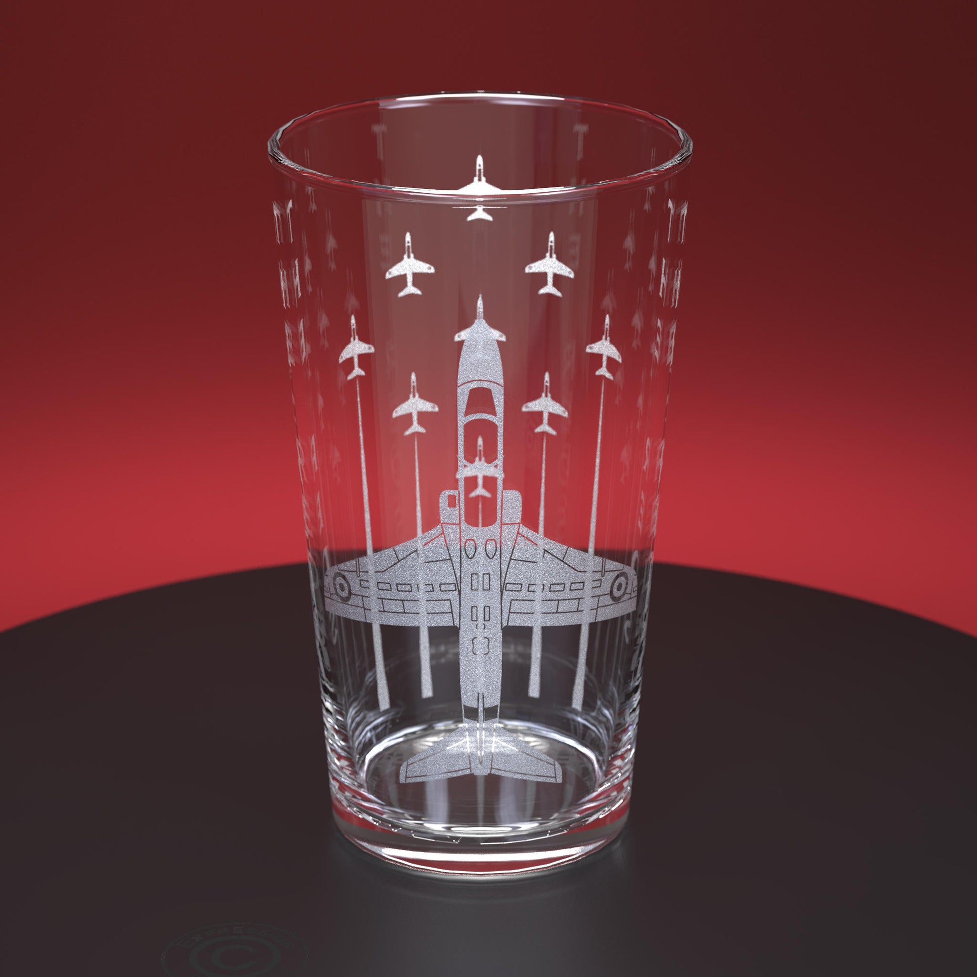 Pint Glass Engraved With The Reds in Diamond Formation