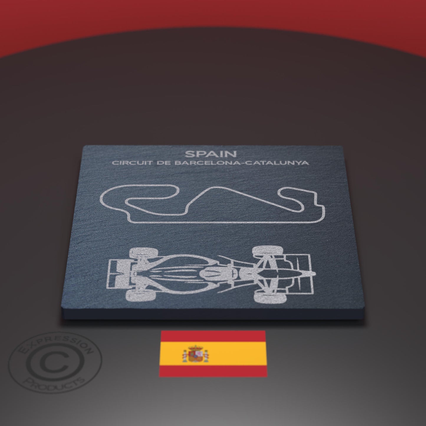 Spanish Grand Prix F1 Engraved Whiskey Tumbler Glass And Slate Coaster, Spain Formula 1 Circuit De Barcelona-Catalunya Glass & Coaster