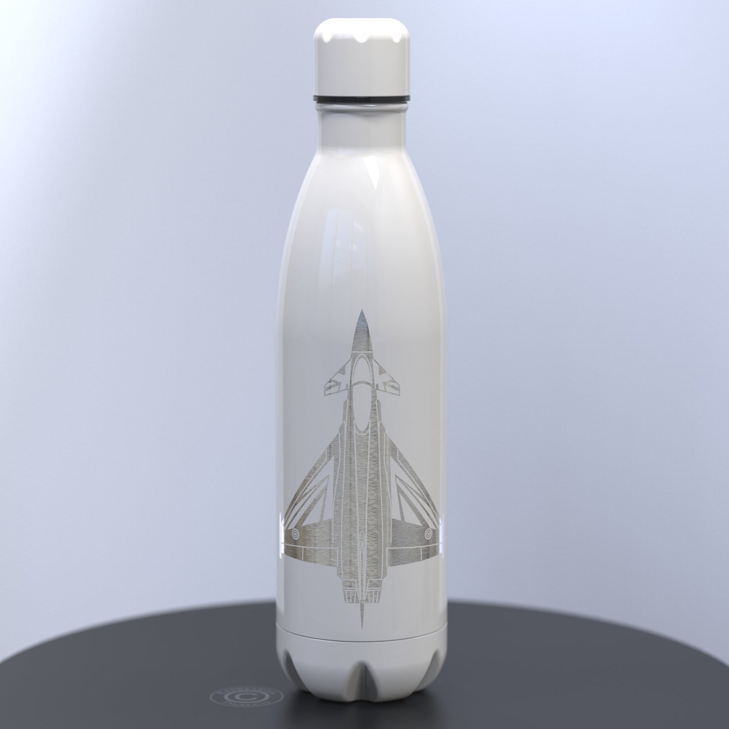 Gloss White Thermal Water Bottle Engraved With the Typhoon Blackjack