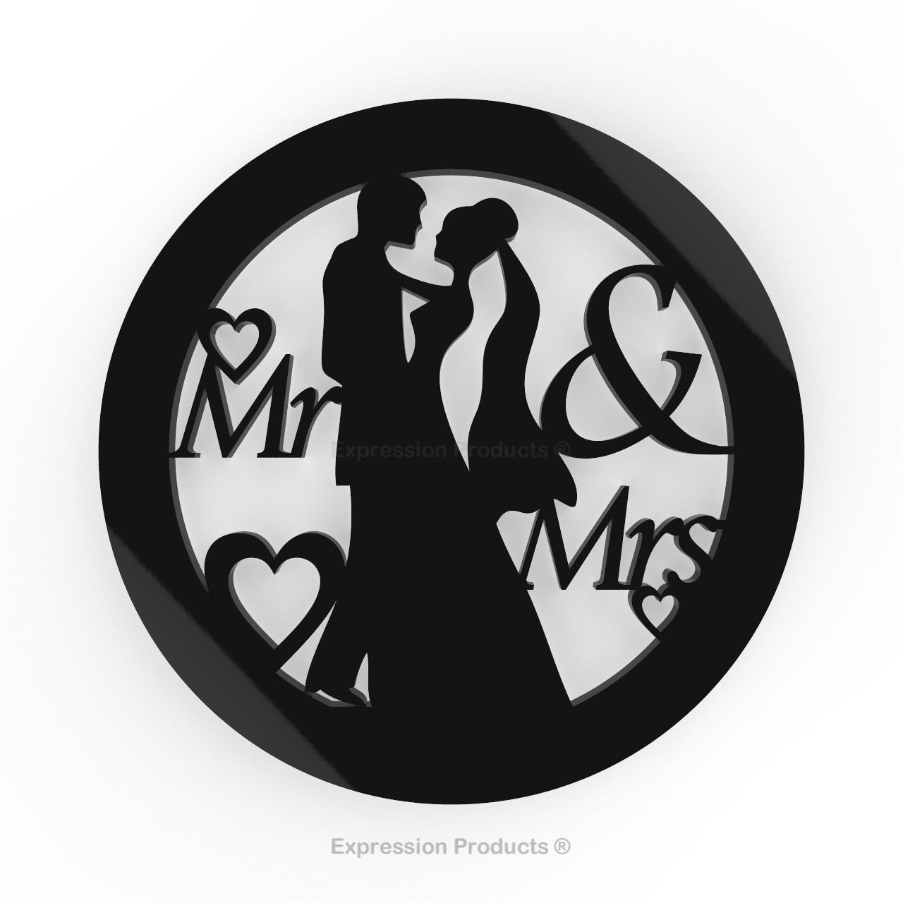 6 - Wedding Drink Coasters - Black or White Acrylic Wedding Table Decorations - Expression Products Ltd